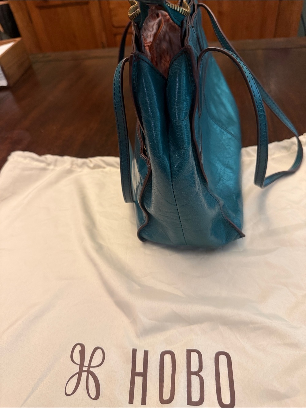 HOBO Teal Leather Shoulder Bag - Picture 4 of 8